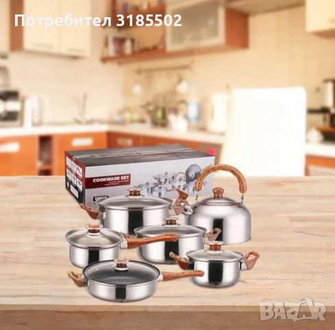 Кухненски комплект за готвене с охлаждащи дръжки, 12 части, снимка 6 - Прибори за хранене, готвене и сервиране - 51433490