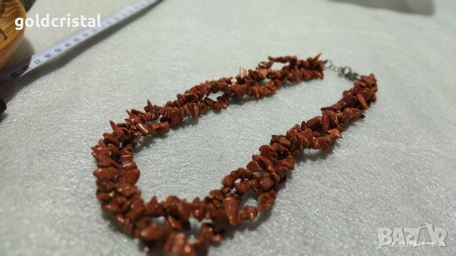 Стар накит гердан пясъчен авантюрин, снимка 4 - Антикварни и старинни предмети - 52796062