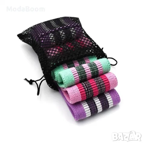 Текстилни тренировъчни ластици за фитнес,йога, пилатес комплект 3 броя ластици, снимка 4 - Други - 48586593