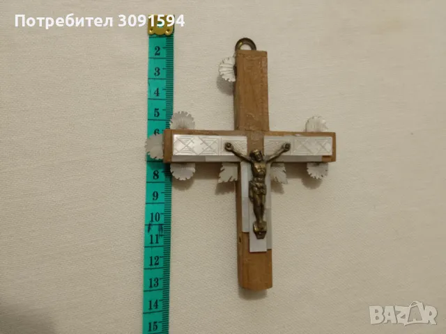  Автентичен Възрожденски кръст 19ти  от Йерусалим седеф  Божи гроб, снимка 8 - Антикварни и старинни предмети - 48802777