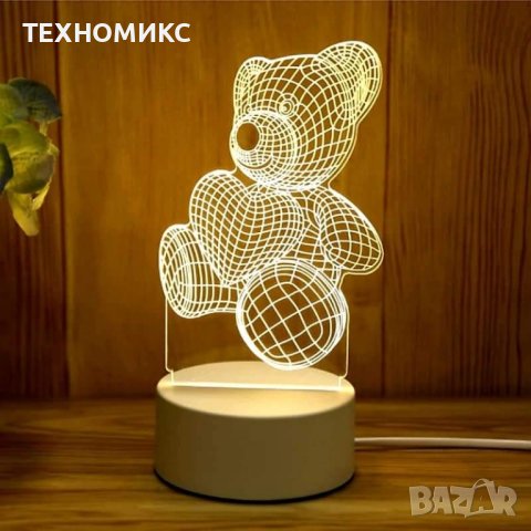 ПРОМО!!! Холограмна 3D LED нощна лампа , снимка 8 - Лед осветление - 41375506