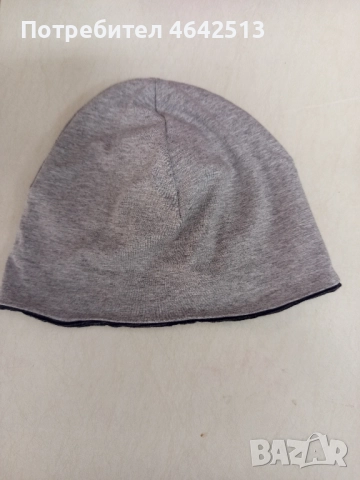 двулицева тънка памучна шапка две лица рае и сиво, снимка 5 - Шапки - 52302242