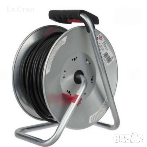 Електрически удължител с макара KraftRoyal 50m — здрава поцинкована конструкция, снимка 5 - Аксесоари и консумативи - 53567019