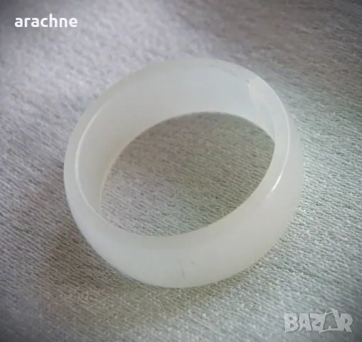 Пръстен от бял императорски нефрит, Русия, снимка 2 - Пръстени - 48354097