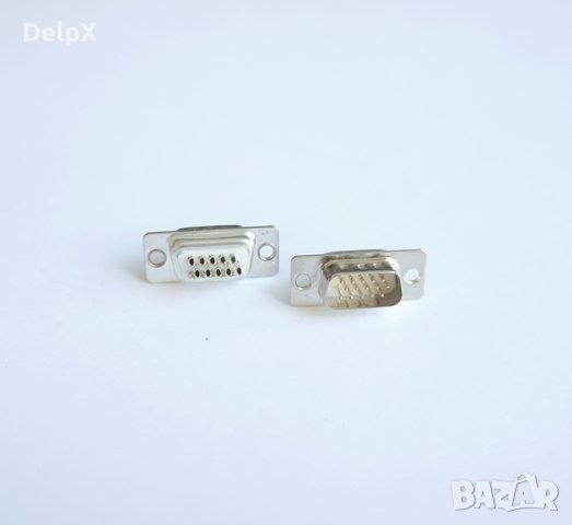 Букса за кабел метална VGA 15pin(м), снимка 1