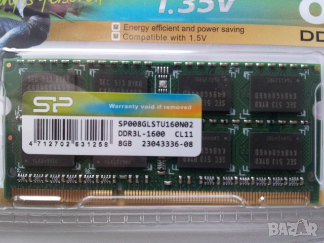 НОВИ!8GB DDR3L 1600MHz Ram за лаптоп SODIMM 3г.гаранция