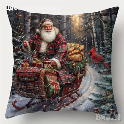 4 Коледни калъфки 45 см. на 45 см., снимка 5 - Възглавници - 48065421