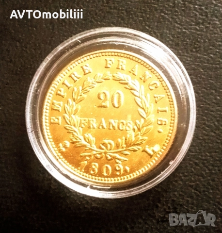 Позлатена монета 20 франка 1809 г Наполеон, снимка 2 - Нумизматика и бонистика - 52304514