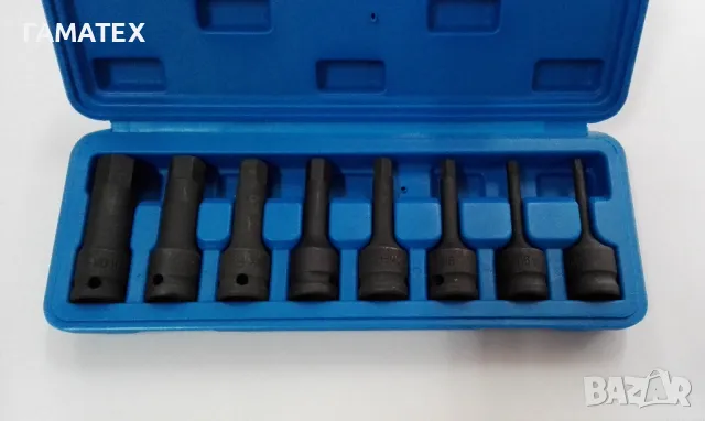 Ударни накрайници шестограми на вложка 1/2" - комплект 8 ч., 30008В, снимка 1