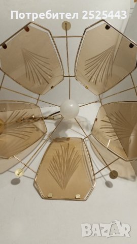 Абажур (Полилей) метален с 5 стъкла и Нова LED крушка Е27 9W 4000K, снимка 3 - Лампи за таван - 41705361