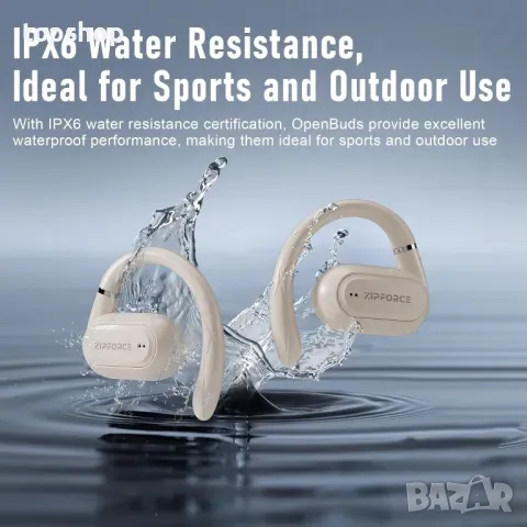 ZIPFORCE безжични слушалки с отворено ухо, Bluetooth 5.3, IPX6, жълти, снимка 6 - Безжични слушалки - 50355292