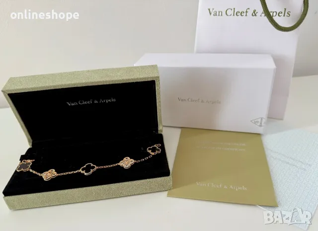 Van Cleef & Arpels Гривна с 18к Златно покритие - Цвят Черен Циркон, снимка 1