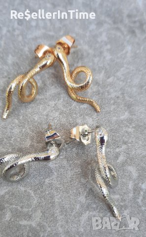 Нови обеци със змии, златисто и сребристо, снимка 3 - Обеци - 41802777