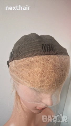 Къса руса естествена перука тип Пикси - 13x4, снимка 12 - Аксесоари за коса - 53583682