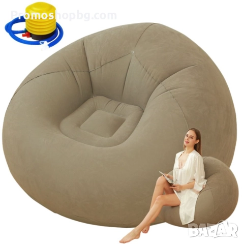 Ергономично надуваемо кресло, фотьойл, барбарон пуф, 100x100x65 см, включена помпа, С ИЗБОР НА ЦВЯТ, снимка 2 - Други стоки за дома - 51466859