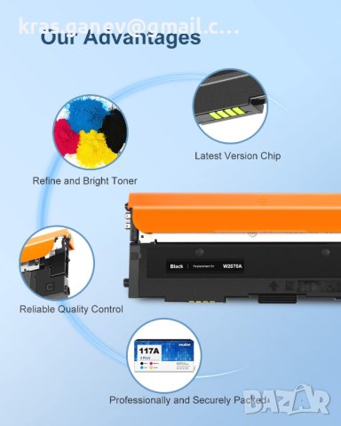 4 пакета 117A съвместим с тонер заместител за комплект тонер HP 117A цветно лазерно многофункционалн, снимка 3 - Принтери, копири, скенери - 40551333