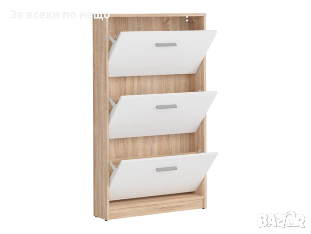 Шкаф за обувки NEPO PLUS SFB3K корпус дъб сонома/фронт бяло Код P1435, снимка 3 - Шкафове - 52185874