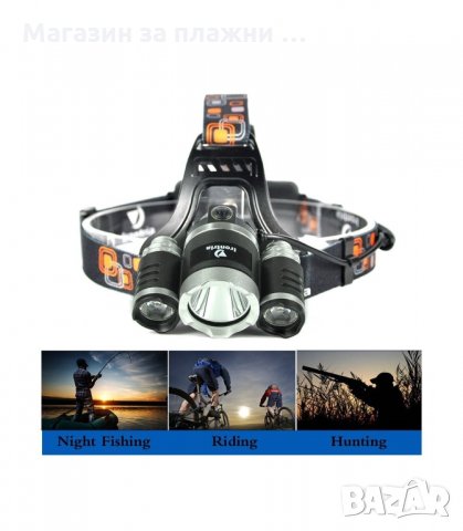 МОЩЕН ТРОЕН ЧЕЛНИК С 1 CREE LED+2 COB LED ДИОДА С МОЩНОСТ 3000LM 30W - код 1868, снимка 7 - Екипировка - 34240471