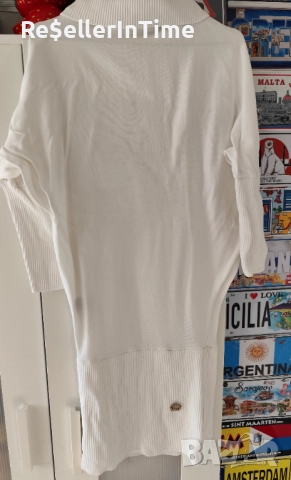 Рокля/туника Roberto Cavalli в бяло, фино плетиво 