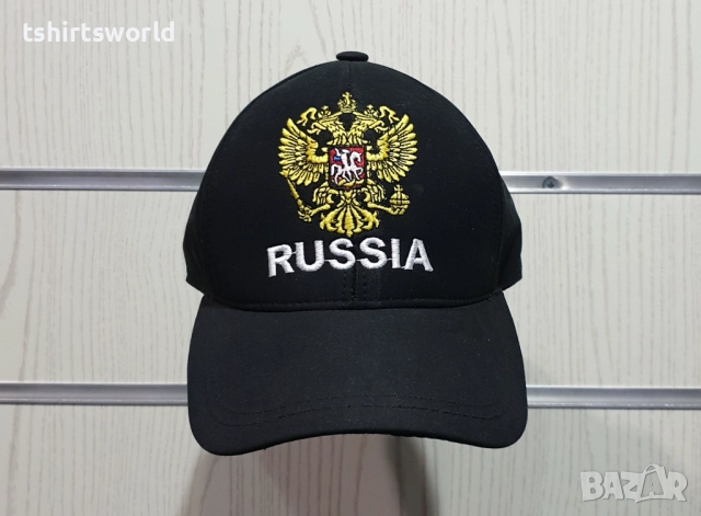 Нова шапка с козирка Русия, с Герб в черен цвят