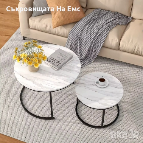 Комплект 2броя Холни маси Дион/ Dion Ефект бял мрамор  , снимка 3 - Маси - 53711594