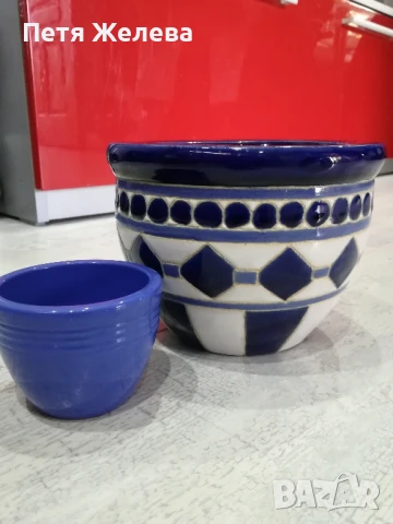 Сини керамични кашпи /немски, снимка 2 - Саксии и кашпи - 50724572