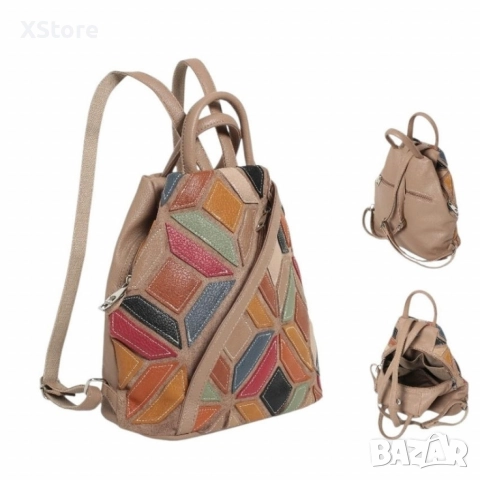 Стилна дамска раница с цветна мозайка, снимка 8 - Чанти - 52585806