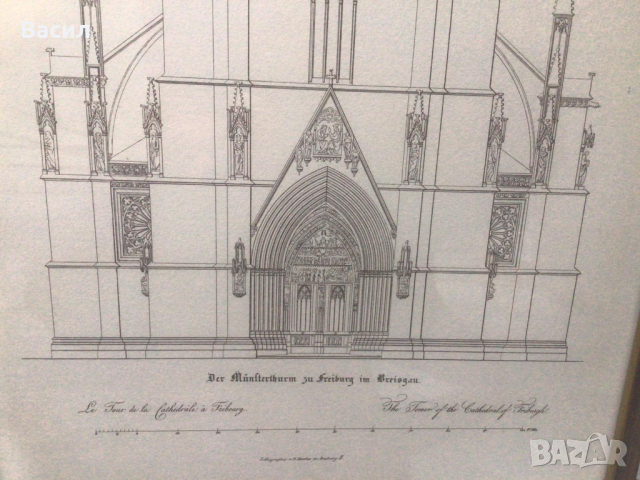 графика чертеж на катедрала, снимка 10 - Картини - 36287065