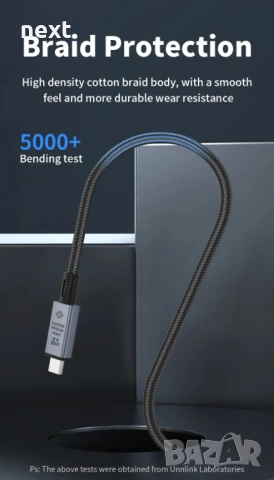 USB4 Type-C Кабел 240W PD / 40Gbps / 8K – E-Marker Chip съвместим Thunderbolt 3 4, снимка 11 - Кабели и адаптери - 53846822