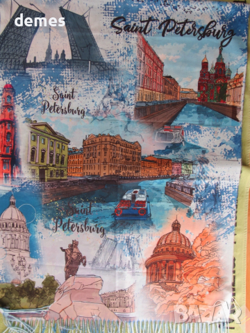 Фин двулицев шал с принт кашмир и вълна от Сант Петербург,Русия, снимка 3 - Шалове - 52298501