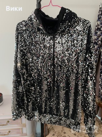 Дамска блуза с паети на размер М, снимка 10 - Блузи с дълъг ръкав и пуловери - 44430958