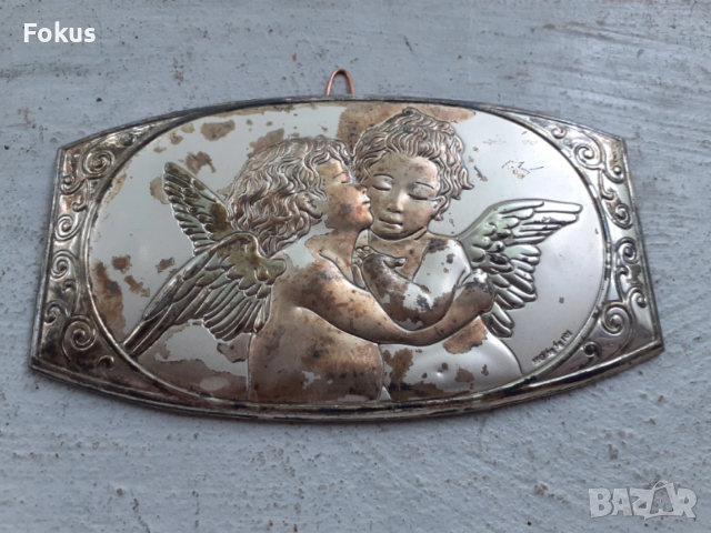 Малка табелка ангели херувими сребро