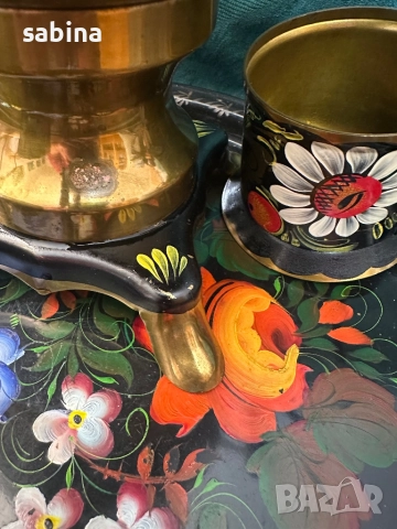 Продавам нов ръчно рисуван самовар, снимка 3 - Антикварни и старинни предмети - 48092863