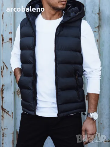 Ликвидация! Мъжка ватирана жилетка с качулка, 2цвята , снимка 6 - Суичъри - 47586150