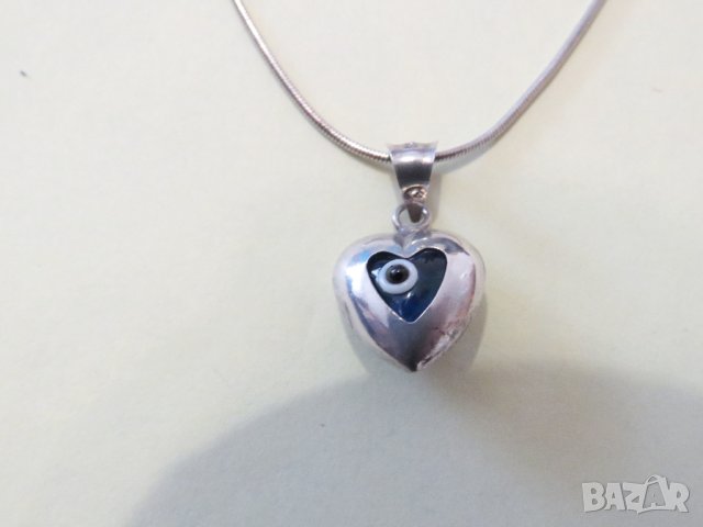 Старинна висулка сърце с окото на Назар пази от уроки, снимка 2 - Колиета, медальони, синджири - 40693081