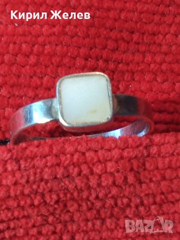 СТАРИНЕН СРЕБЪРЕН АР ДЕКО ПРЪСТЕН ВИСОКА ПРОБА СРЕБРО с ШЛИФОВАН БЯЛ КЕХЛИБАР 18091, снимка 2 - Антикварни и старинни предмети - 39665948