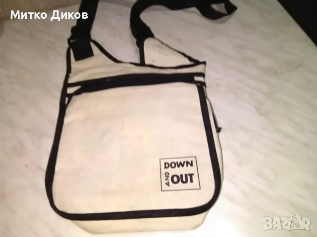 Чанта през рамо промазан плат Даун анд аут 25х25см отлична