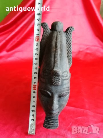 Уникална Статуя ФАРАОНСКА Глава ТЕРАКОТА Статуетка, снимка 6 - Антикварни и старинни предмети - 35917437