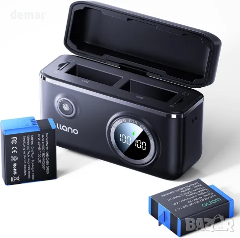 Батерия llano 2 броя 1730mAh за GoPro HERO 12/11/10/9 и 18W бързо двойно зарядно