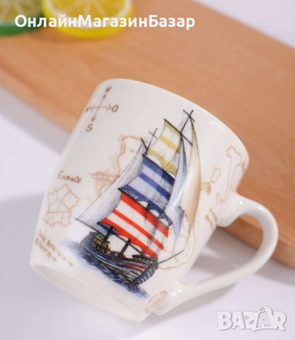 Порцеланова чаша за чай, 300ML, морски мотиви