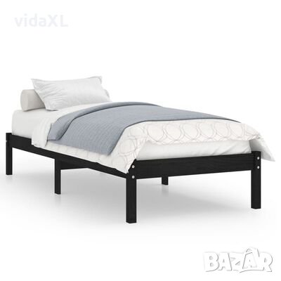 vidaXL Рамка за легло, черна, бор масив, 90x200 cм（SKU:810071, снимка 1