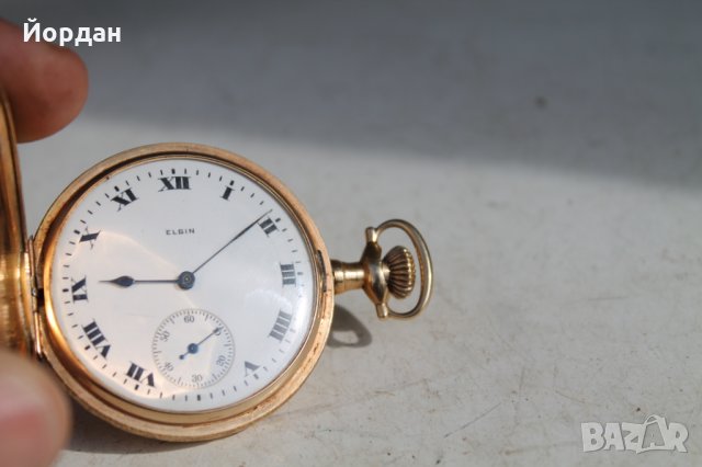 Златен 14К Джобен часовник ELGIN , снимка 4 - Мъжки - 34088263