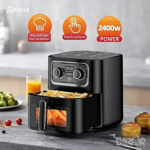 Air Fryer уред за приготвяне на здравословна храна с горещ въздух, 7 предварително зададени програми, снимка 1