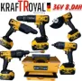5в1 универсален комплект KraftRoyal с 5 приставки: винтоверт, гайковерт-импакт, перфоратор, снимка 3