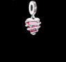 Сребърен висящ елемент Пандора сърце,колекция"Hearts",dark pink/ново, снимка 1 - Колиета, медальони, синджири - 44616993