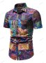 Мъжки лятна модна риза с щампи с къс ръкав, снимка 1 - Ризи - 41423556