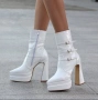 Боти на ток - бял лак - YSV3 , снимка 1