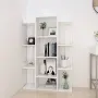 vidaXL Шкаф библиотека, бял, 86x25,5x140 см, инженерно дърво, снимка 3