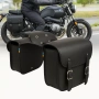 Универсални черни кожени Дисаги за мотоциклет 2 броя - 28/30/13см., снимка 2
