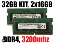 Samsung 32GB (2x 16GB) DDR4-3200 PC4-21300 1.2V 260-pin SODIMM RAM Kit за лаптоп рам памет , снимка 1 - RAM памет - 40950380